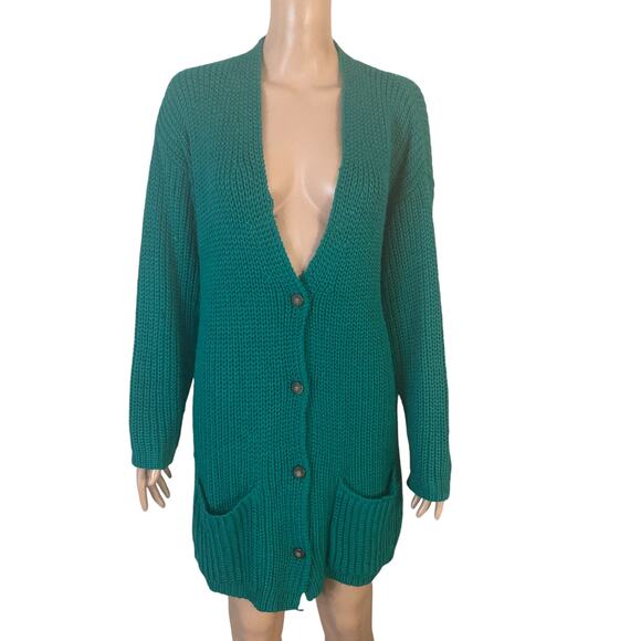 Vintage Reed Hunter Cardigan Womens Small Wool Blend Green VNeck - Picture 1 of 15
